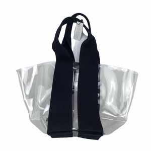 REBECCA MINKOFF Translucent Clear PVC Tote Large Shoulder Handbag Black Handles